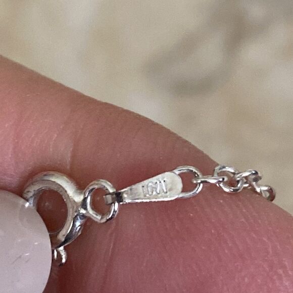 925 Sterling Silver Acrylic Flower Pendant Necklace - Picture 7 of 7